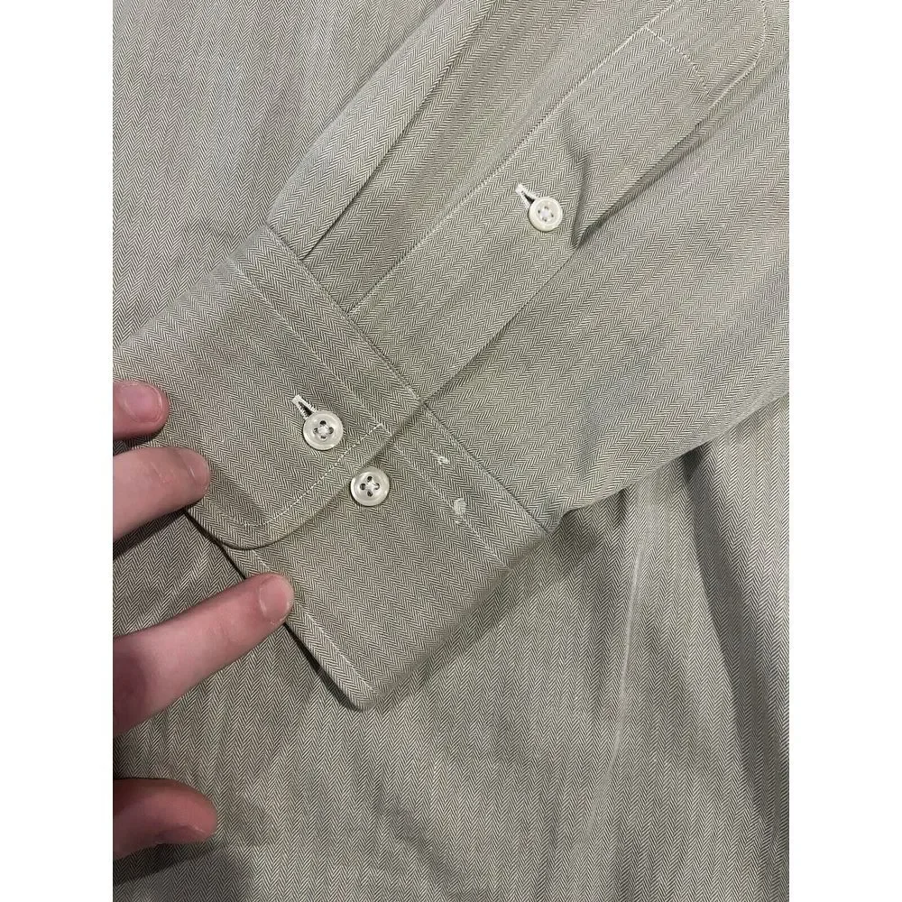 Polo Ralph Lauren Button Up‎ Warwick Shirt Mens 16 34/35 Green Striped Preppy